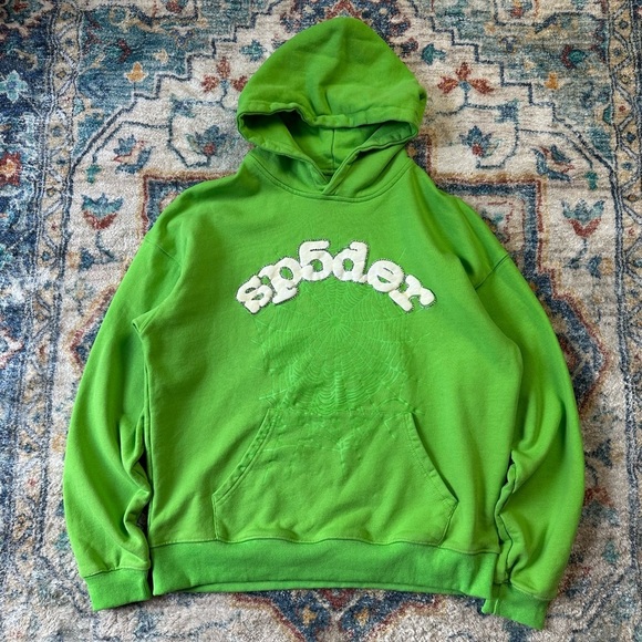 Sp5der Logo Green Pullover Hoodie Large - Picture 1 of 6